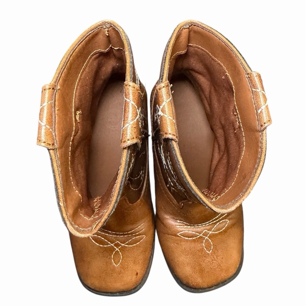 Wonder Nation Boots Children 9 Western Cowboy Brown Faux Leather Pull On Casual - Picture 7 of 8